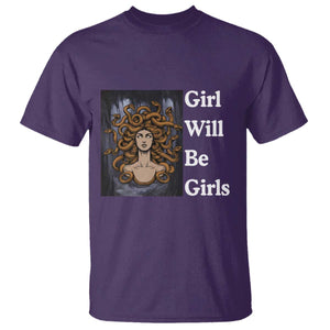 Girl Will Be Girls T Shirt Medusa Mythology Feminist Women TS12 Purple Print Your Wear