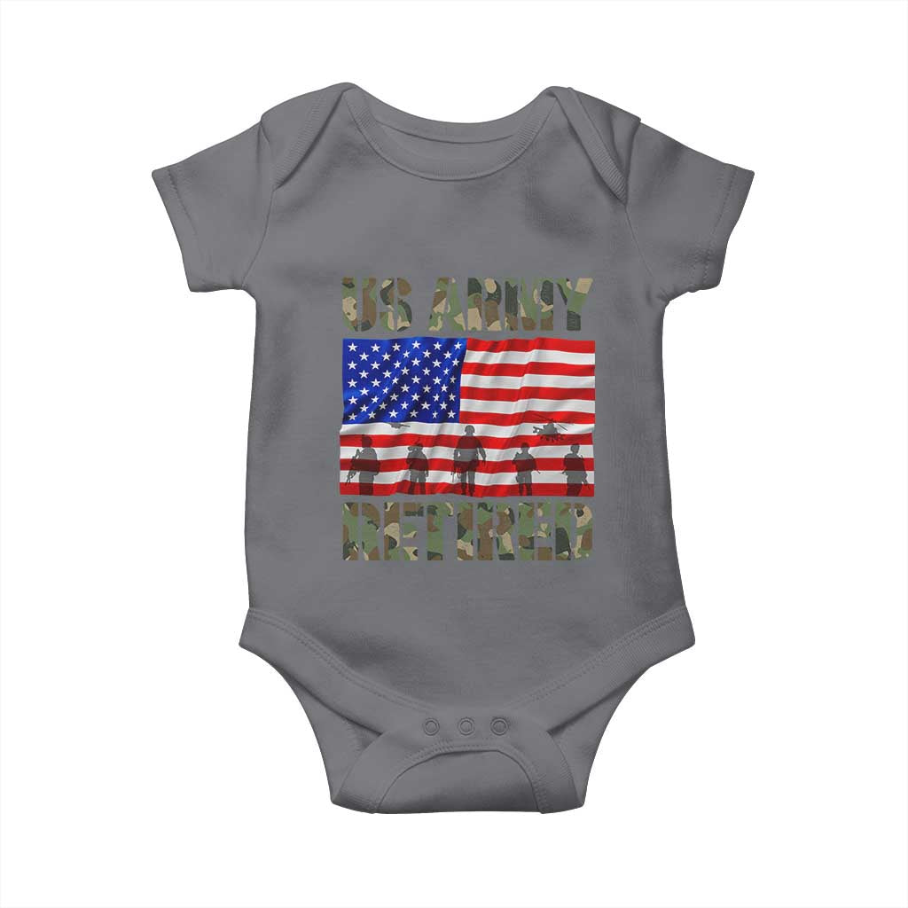Retired Veteran Baby Onesie American Flag US Army Patriotic USA Pride TS12 Charcoal Print Your Wear