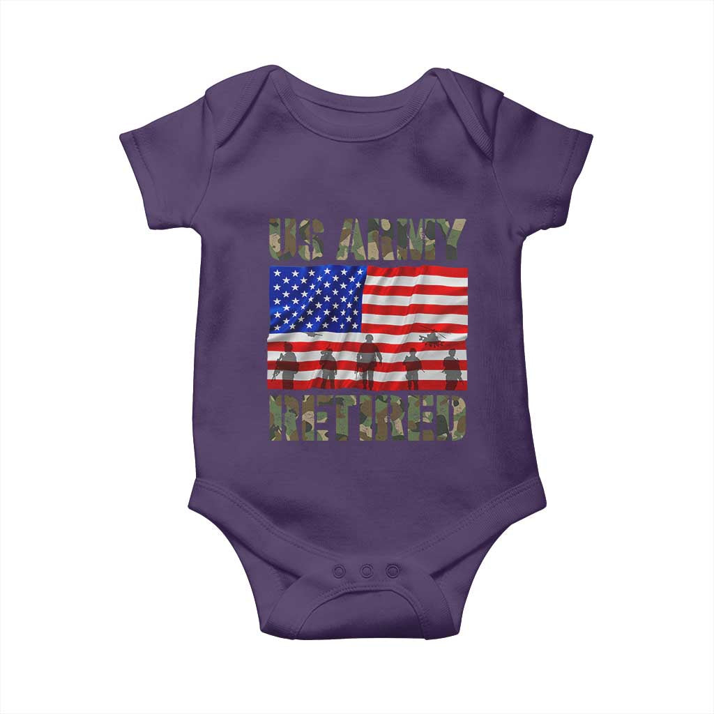 Retired Veteran Baby Onesie American Flag US Army Patriotic USA Pride TS12 Purple Print Your Wear