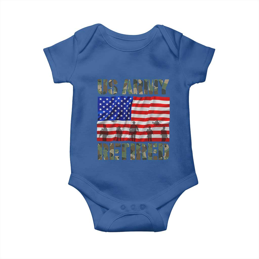 Retired Veteran Baby Onesie American Flag US Army Patriotic USA Pride TS12 Royal Blue Print Your Wear