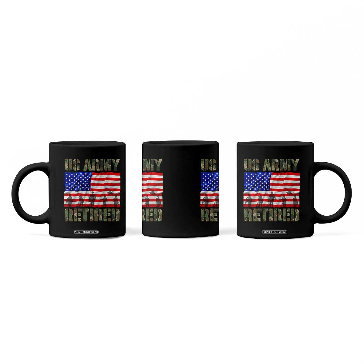 Retired Veteran Coffee Mug American Flag US Army Patriotic USA Pride TS12 Print Your Wear