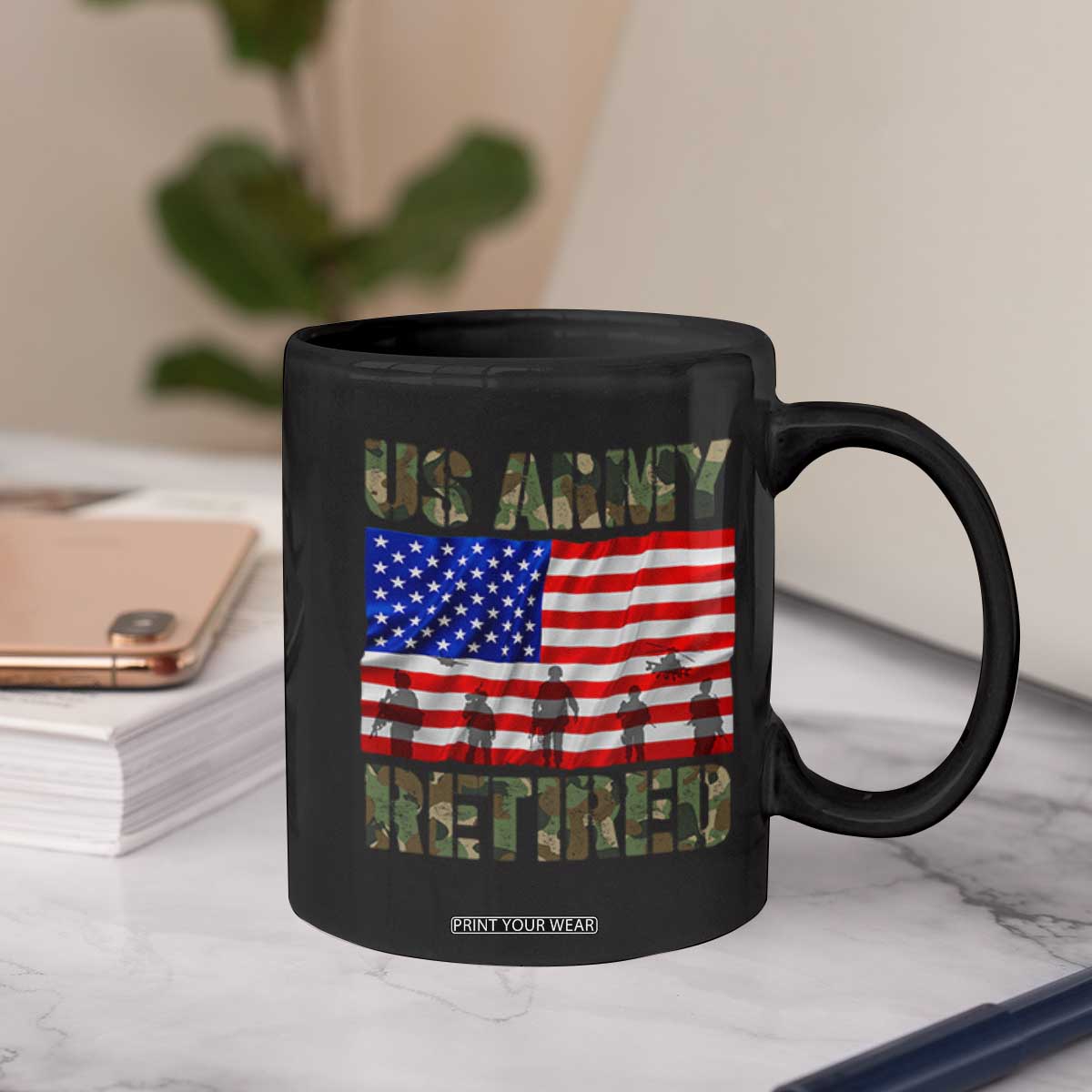Retired Veteran Coffee Mug American Flag US Army Patriotic USA Pride TS12 Print Your Wear