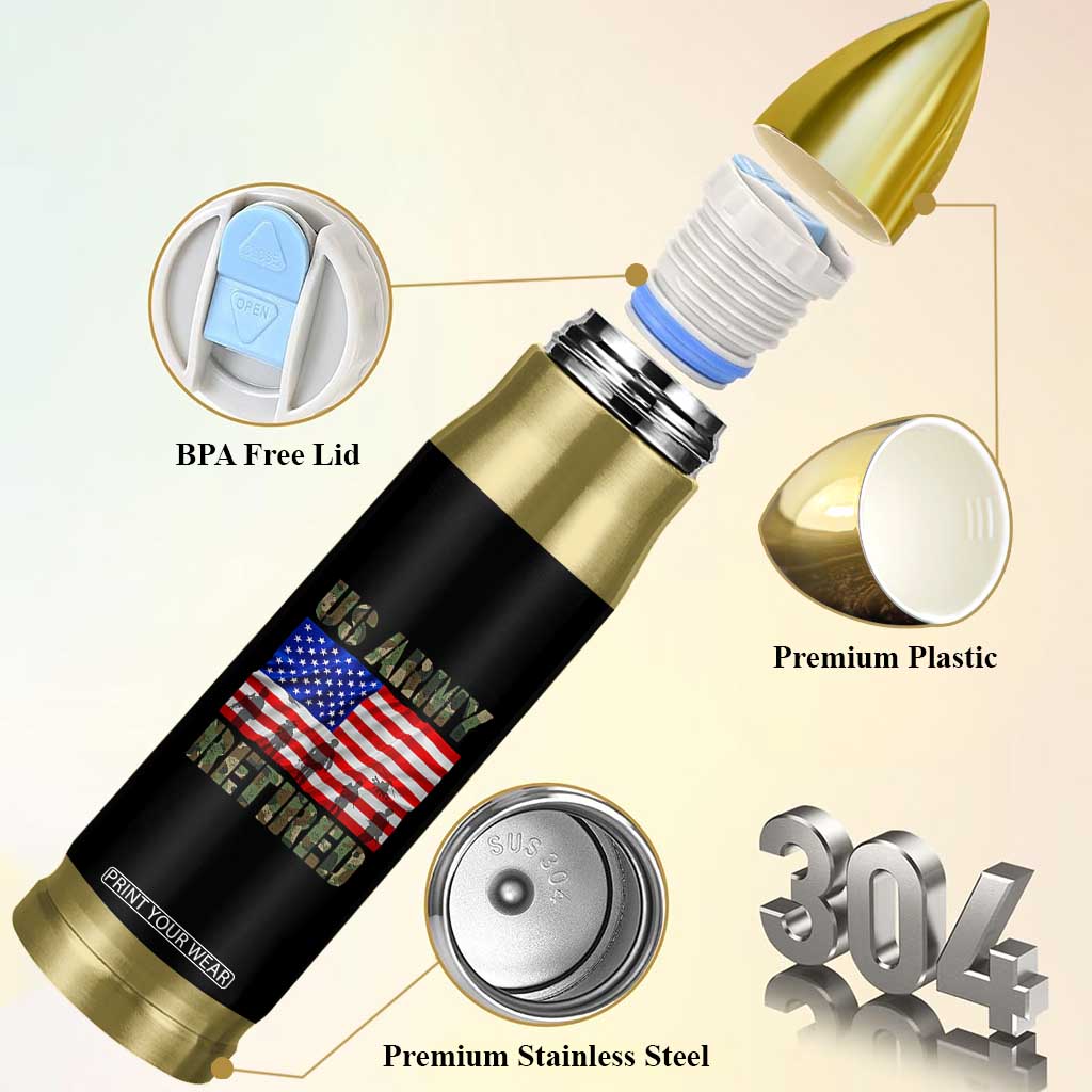 Retired Veteran Bullet Tumbler American Flag US Army Patriotic USA Pride TS12 Print Your Wear