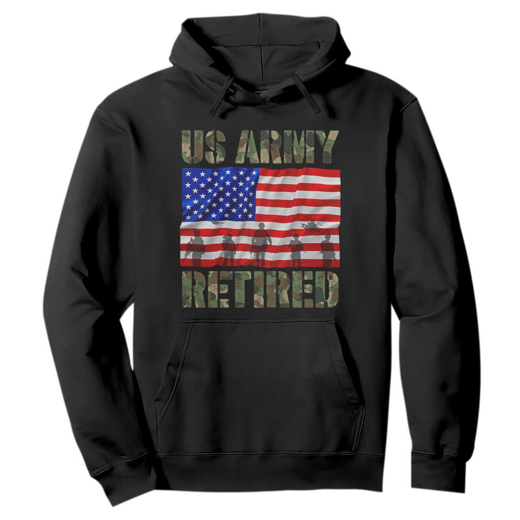 Retired Veteran Hoodie American Flag US Army Patriotic USA Pride TS12 Black Print Your Wear