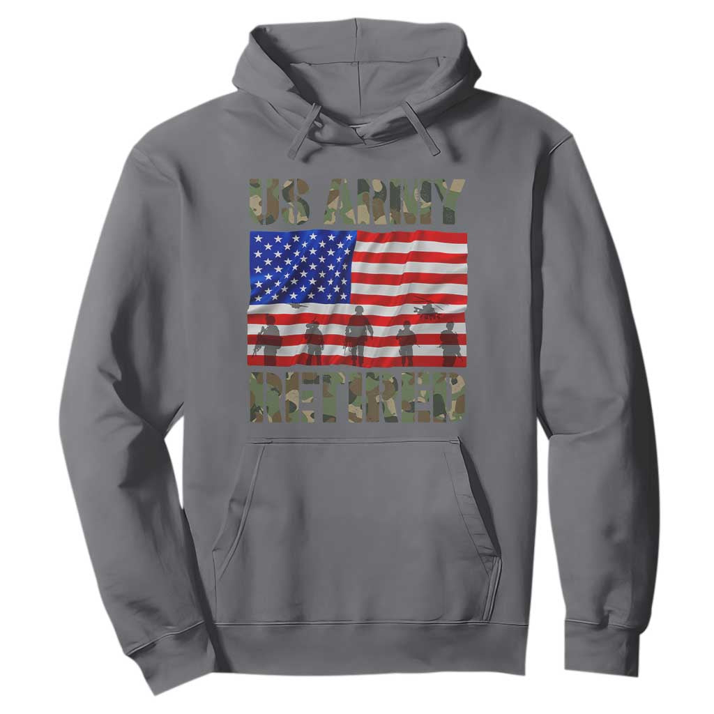 Retired Veteran Hoodie American Flag US Army Patriotic USA Pride TS12 Charcoal Print Your Wear