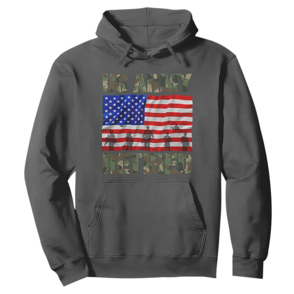 Retired Veteran Hoodie American Flag US Army Patriotic USA Pride TS12 Dark Heather Print Your Wear