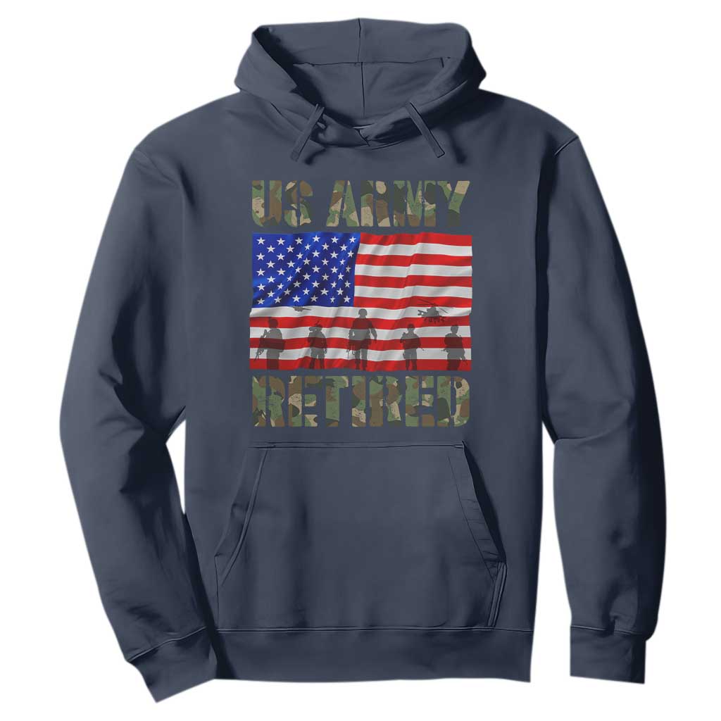 Retired Veteran Hoodie American Flag US Army Patriotic USA Pride TS12 Navy Print Your Wear