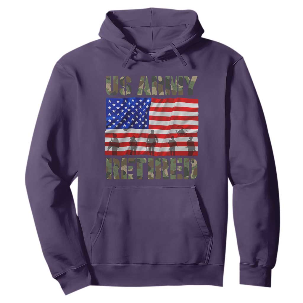 Retired Veteran Hoodie American Flag US Army Patriotic USA Pride TS12 Purple Print Your Wear