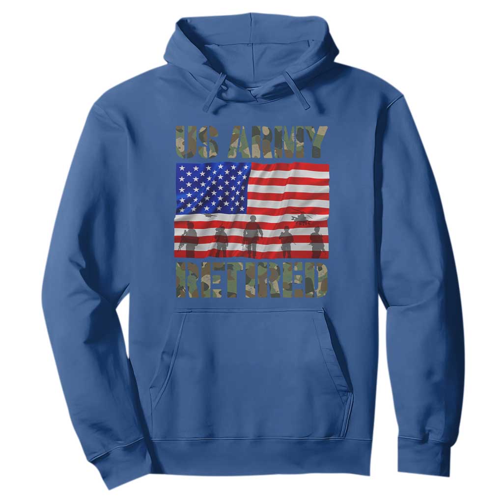 Retired Veteran Hoodie American Flag US Army Patriotic USA Pride TS12 Royal Blue Print Your Wear