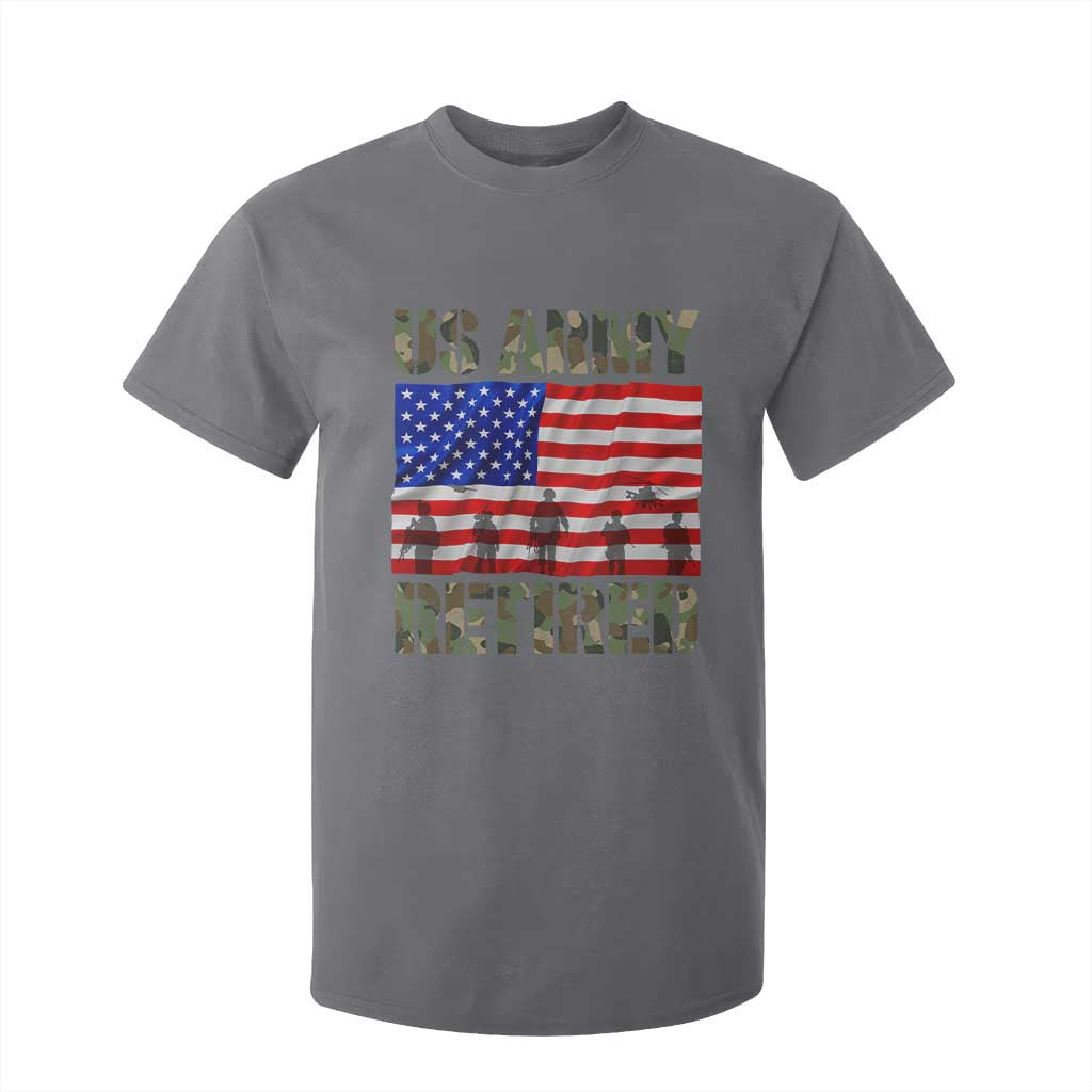 Retired Veteran T Shirt For Kid American Flag US Army Patriotic USA Pride TS12 Charcoal Print Your Wear