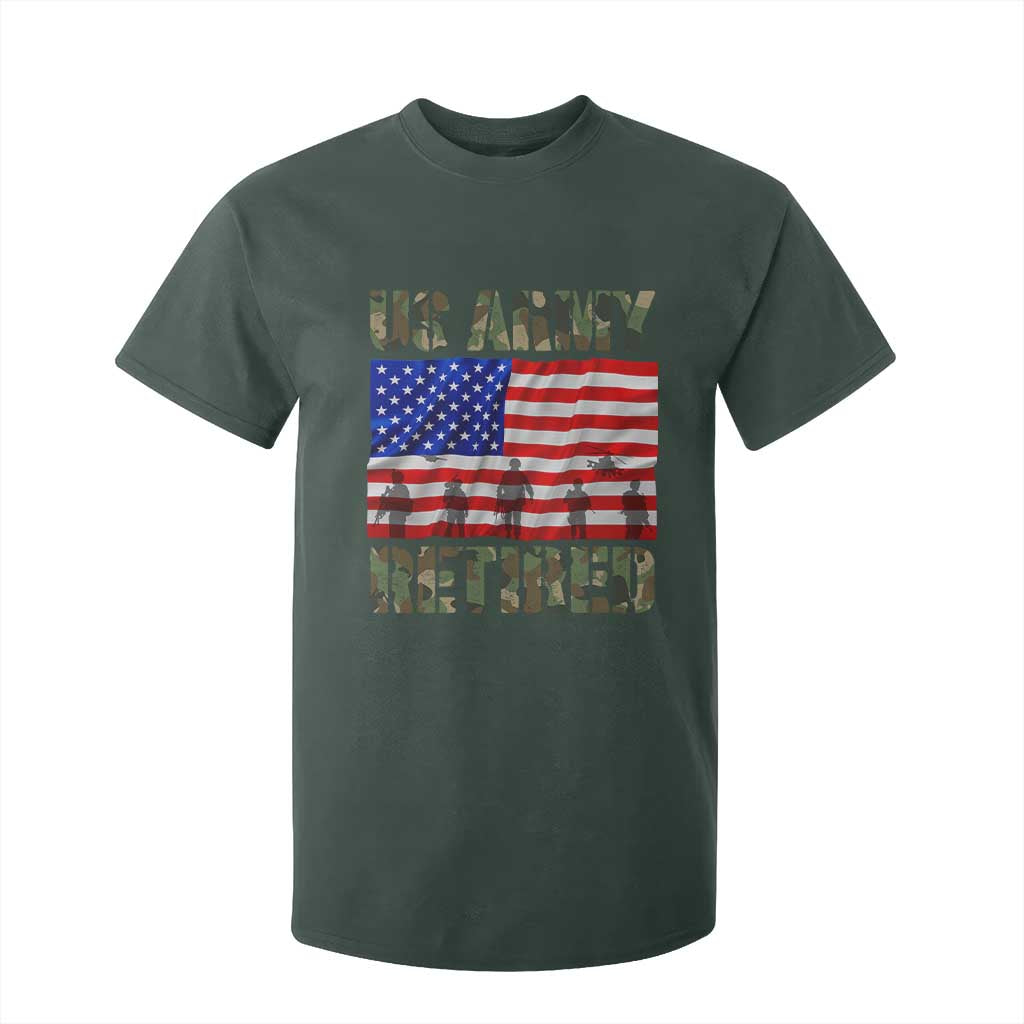 Retired Veteran T Shirt For Kid American Flag US Army Patriotic USA Pride TS12 Dark Forest Green Print Your Wear