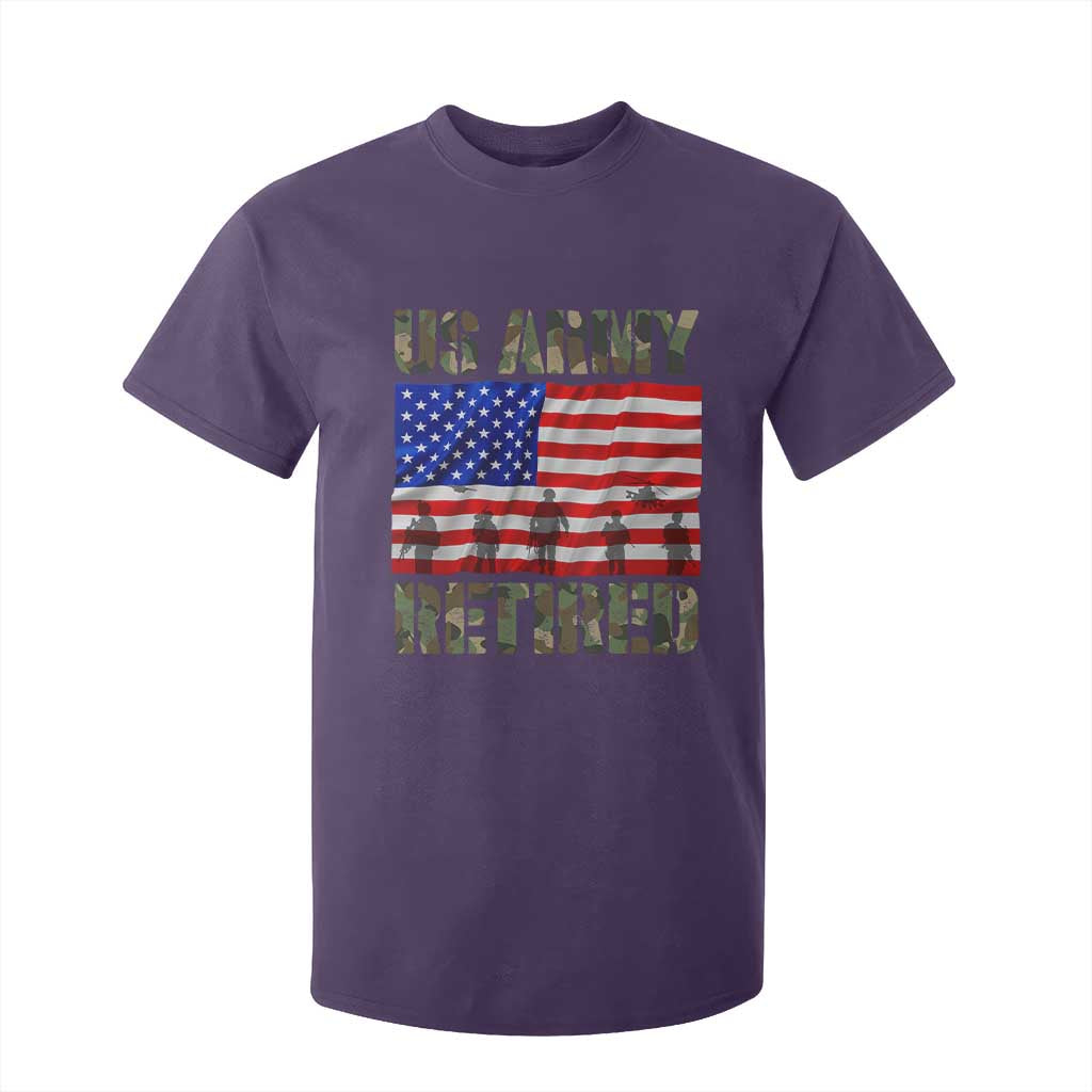 Retired Veteran T Shirt For Kid American Flag US Army Patriotic USA Pride TS12 Purple Print Your Wear