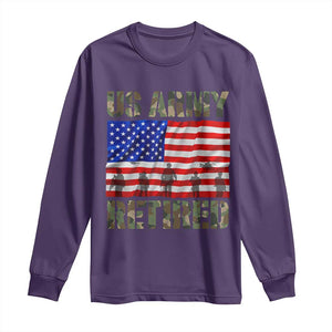 Retired Veteran Long Sleeve Shirt American Flag US Army Patriotic USA Pride TS12 Purple Print Your Wear