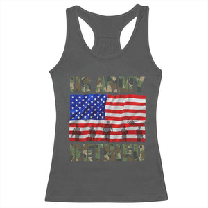 Retired Veteran Racerback Tank Top American Flag US Army Patriotic USA Pride TS12 Dark Heather Print Your Wear