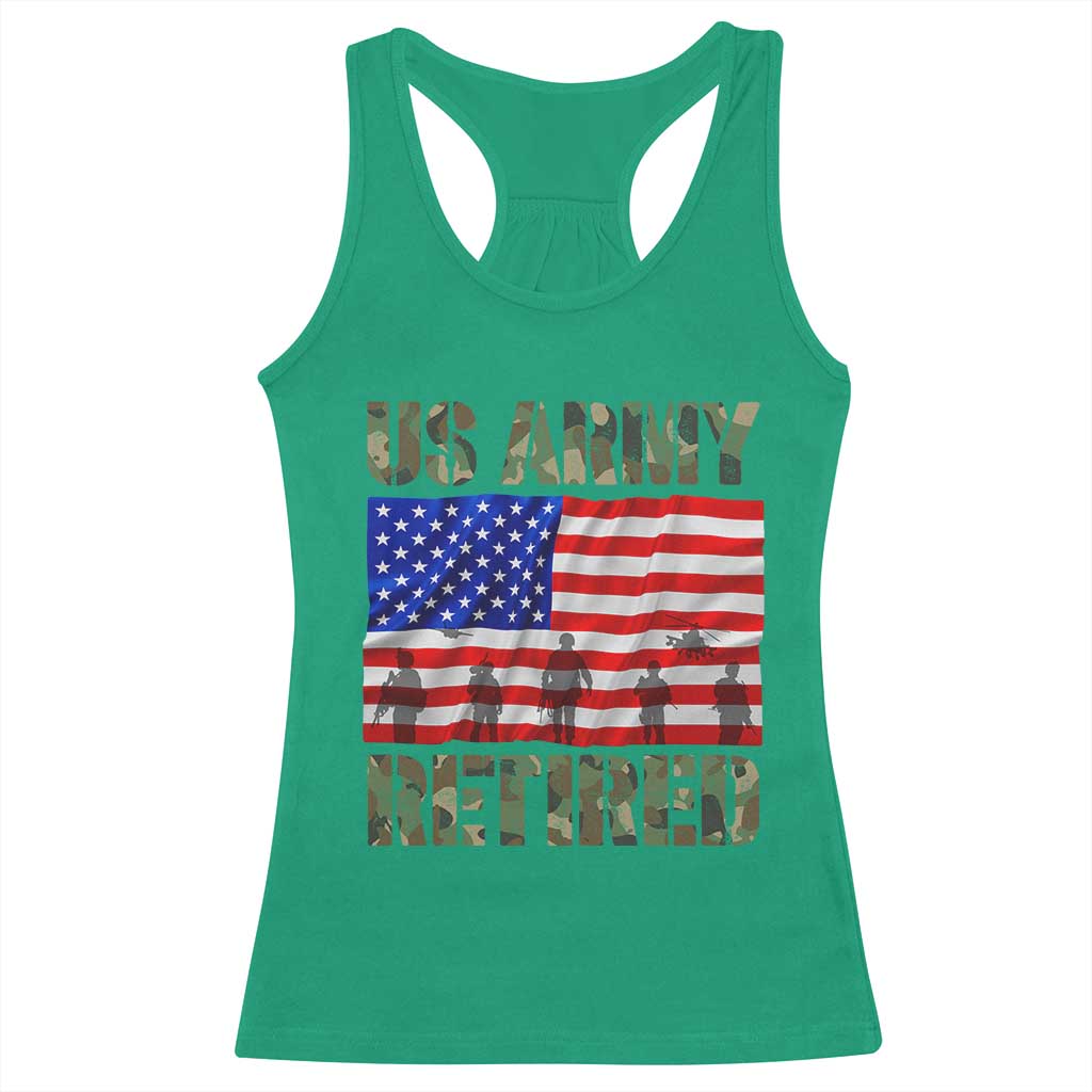 Retired Veteran Racerback Tank Top American Flag US Army Patriotic USA Pride TS12 Irish Green Print Your Wear