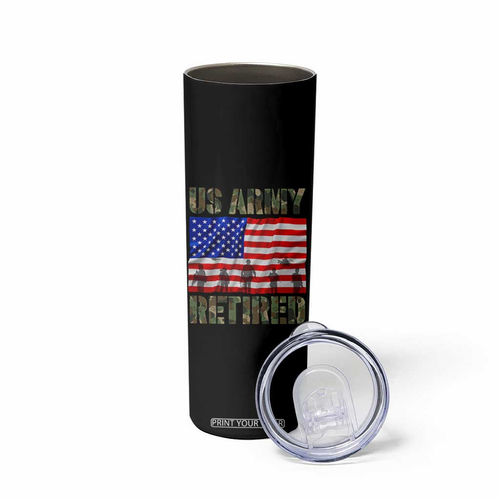 Retired Veteran Skinny Tumbler American Flag US Army Patriotic USA Pride TS12 Print Your Wear
