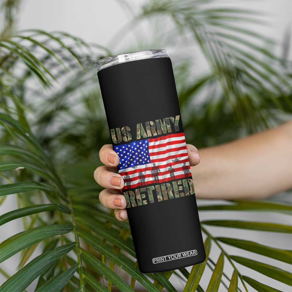 Retired Veteran Skinny Tumbler American Flag US Army Patriotic USA Pride TS12 Print Your Wear