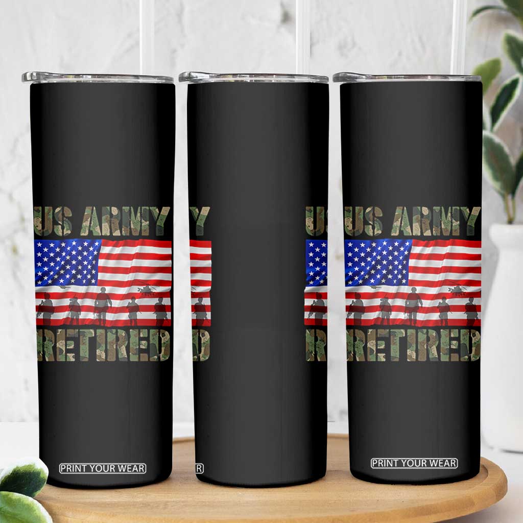 Retired Veteran Skinny Tumbler American Flag US Army Patriotic USA Pride TS12 Print Your Wear