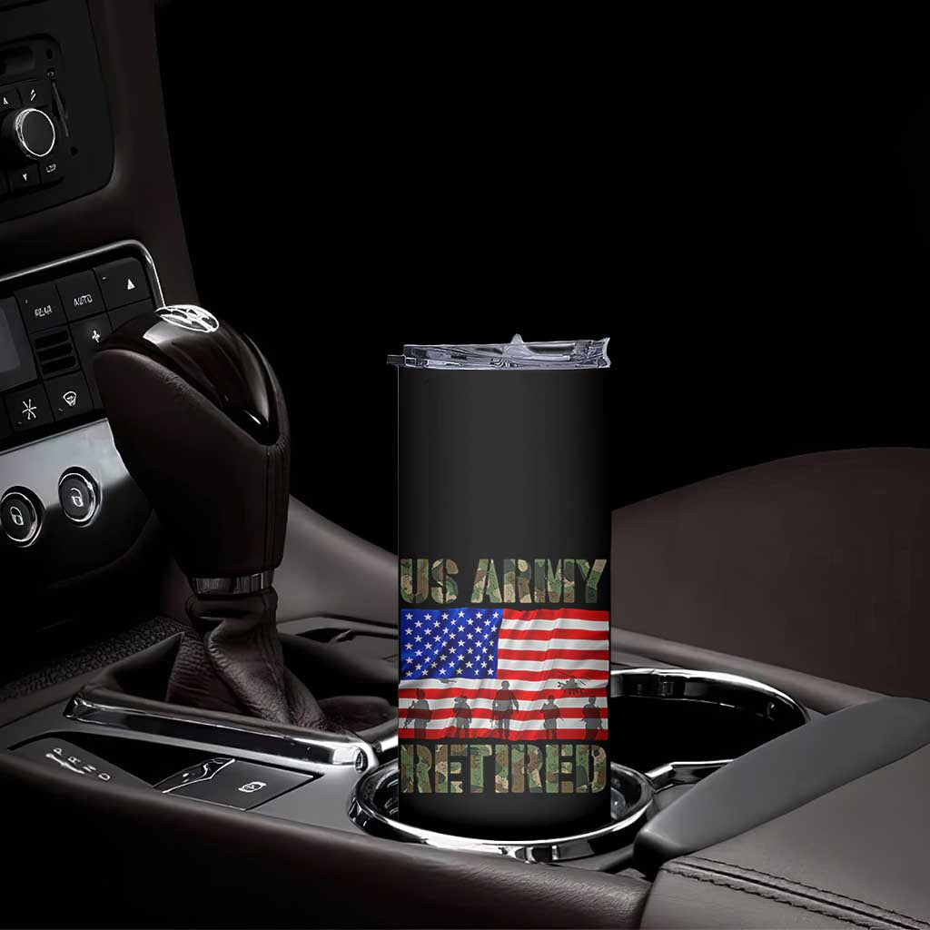 Retired Veteran Skinny Tumbler American Flag US Army Patriotic USA Pride TS12 Print Your Wear