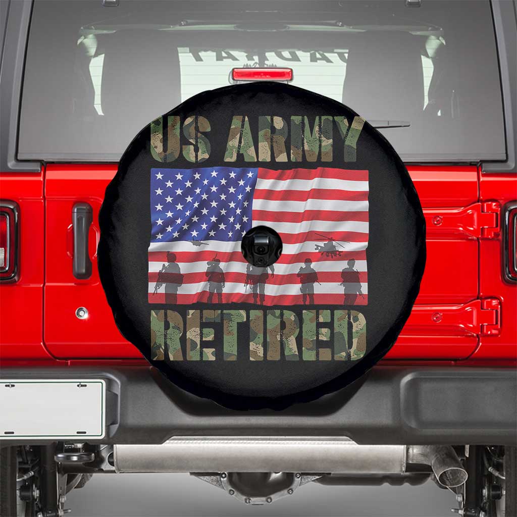 Retired Veteran Spare Tire Cover American Flag US Army Patriotic USA Pride TS12 Black Print Your Wear