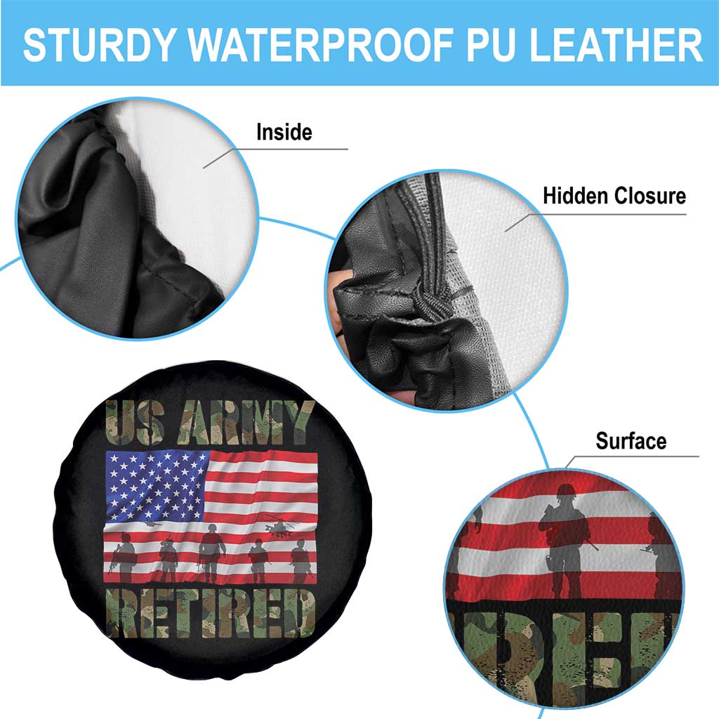 Retired Veteran Spare Tire Cover American Flag US Army Patriotic USA Pride TS12 Print Your Wear