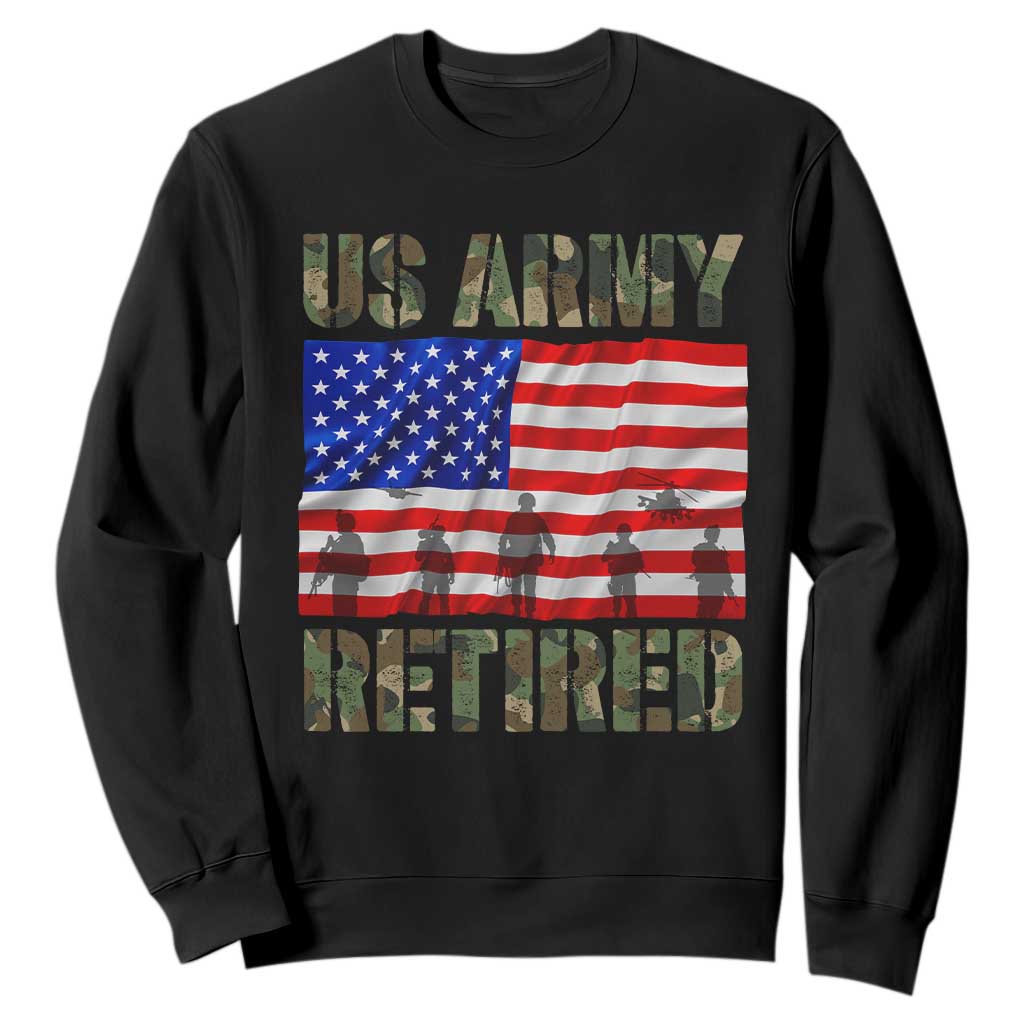 Retired Veteran Sweatshirt American Flag US Army Patriotic USA Pride TS12 Black Print Your Wear