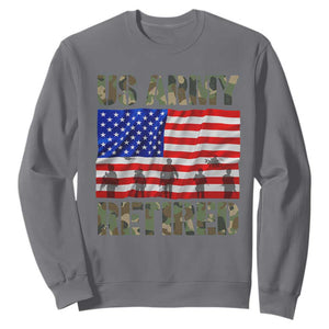Retired Veteran Sweatshirt American Flag US Army Patriotic USA Pride TS12 Charcoal Print Your Wear