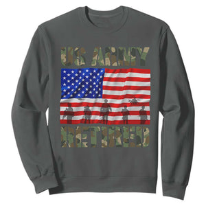Retired Veteran Sweatshirt American Flag US Army Patriotic USA Pride TS12 Dark Heather Print Your Wear
