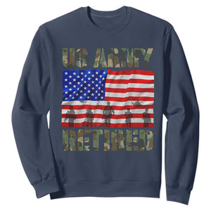 Retired Veteran Sweatshirt American Flag US Army Patriotic USA Pride TS12 Navy Print Your Wear