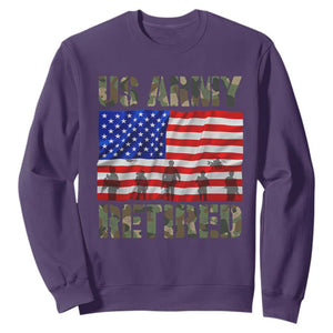 Retired Veteran Sweatshirt American Flag US Army Patriotic USA Pride TS12 Purple Print Your Wear