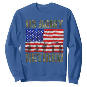 Retired Veteran Sweatshirt American Flag US Army Patriotic USA Pride TS12 Royal Blue Print Your Wear