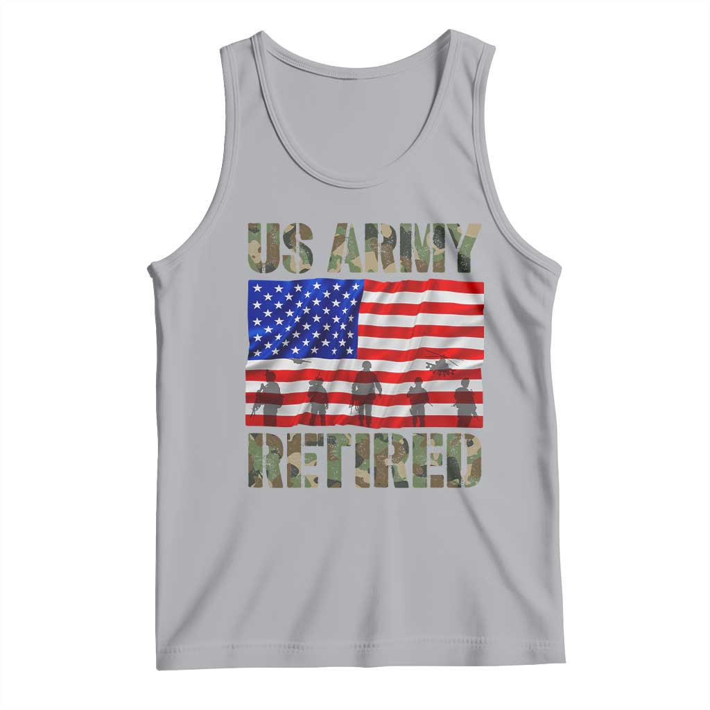 Retired Veteran Tank Top American Flag US Army Patriotic USA Pride TS12 Athletic Heather Print Your Wear