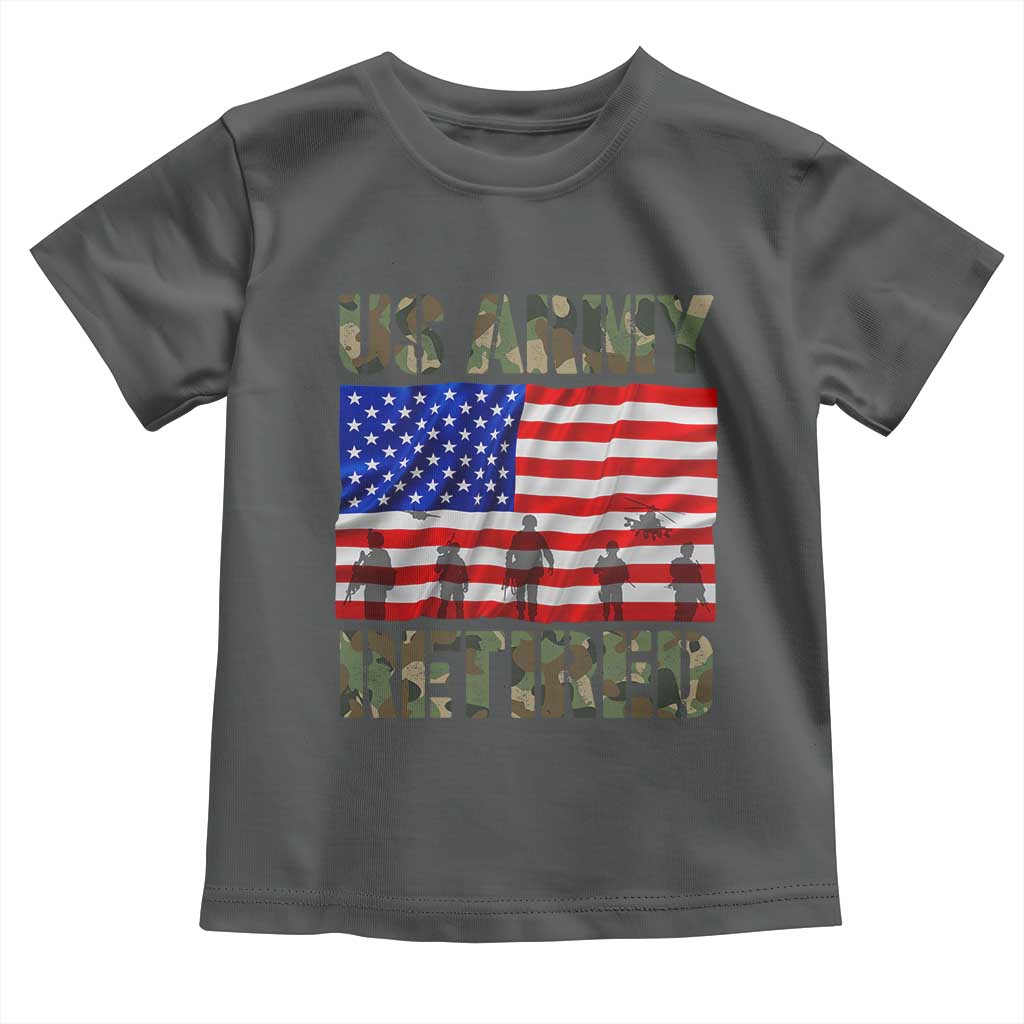 Retired Veteran Toddler T Shirt American Flag US Army Patriotic USA Pride TS12 Dark Heather Print Your Wear