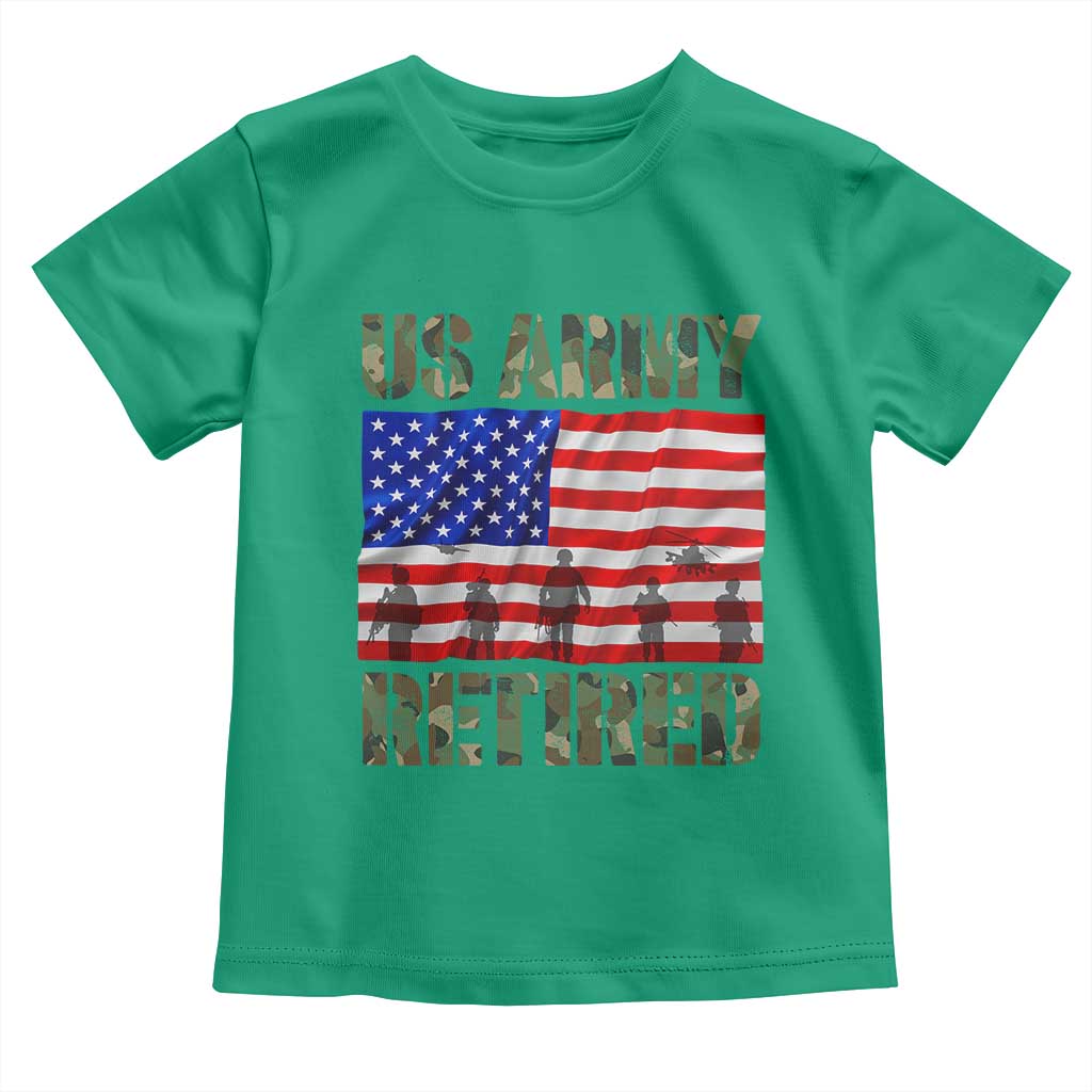 Retired Veteran Toddler T Shirt American Flag US Army Patriotic USA Pride TS12 Irish Green Print Your Wear