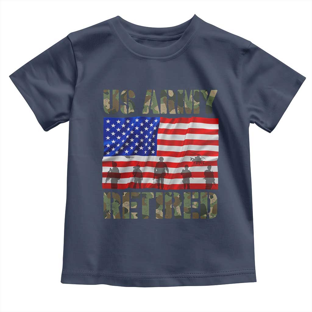 Retired Veteran Toddler T Shirt American Flag US Army Patriotic USA Pride TS12 Navy Print Your Wear