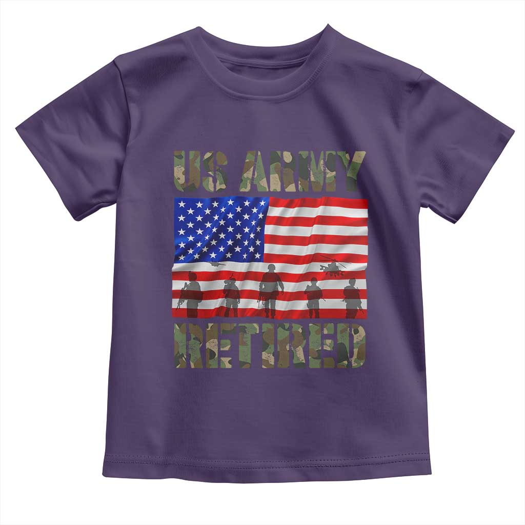 Retired Veteran Toddler T Shirt American Flag US Army Patriotic USA Pride TS12 Purple Print Your Wear