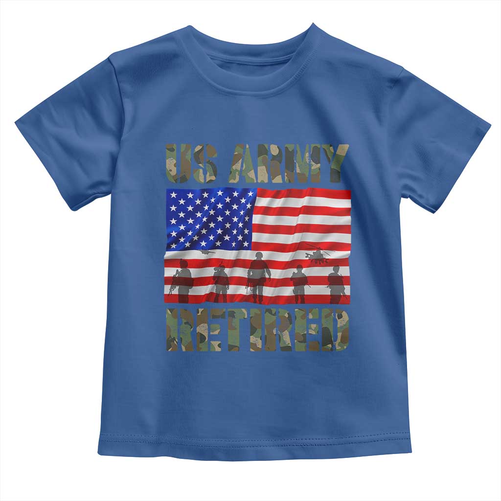 Retired Veteran Toddler T Shirt American Flag US Army Patriotic USA Pride TS12 Royal Blue Print Your Wear