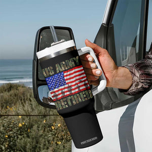 Retired Veteran Tumbler With Handle American Flag US Army Patriotic USA Pride TS12 Print Your Wear
