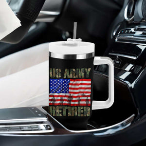 Retired Veteran Tumbler With Handle American Flag US Army Patriotic USA Pride TS12 Print Your Wear