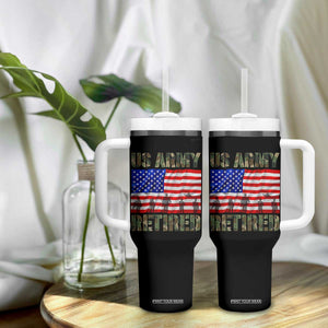 Retired Veteran Tumbler With Handle American Flag US Army Patriotic USA Pride TS12 Print Your Wear