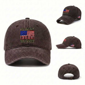 Retired Veteran Washed Cotton Baseball Cap American Flag US Army Patriotic USA Pride TS12 Washed Cap Universal Fit Dark Brown Print Your Wear