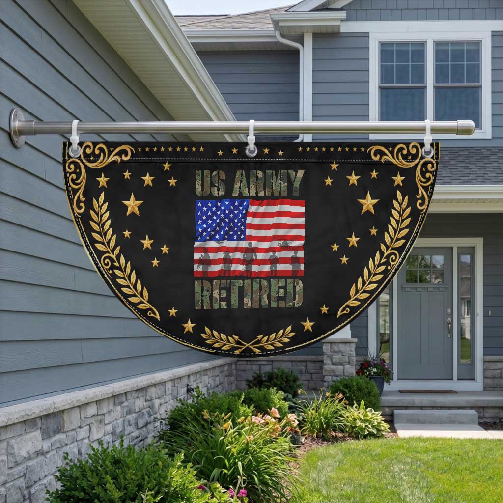 Retired Veteran Patriotic Fan Flag American Flag US Army USA Pride