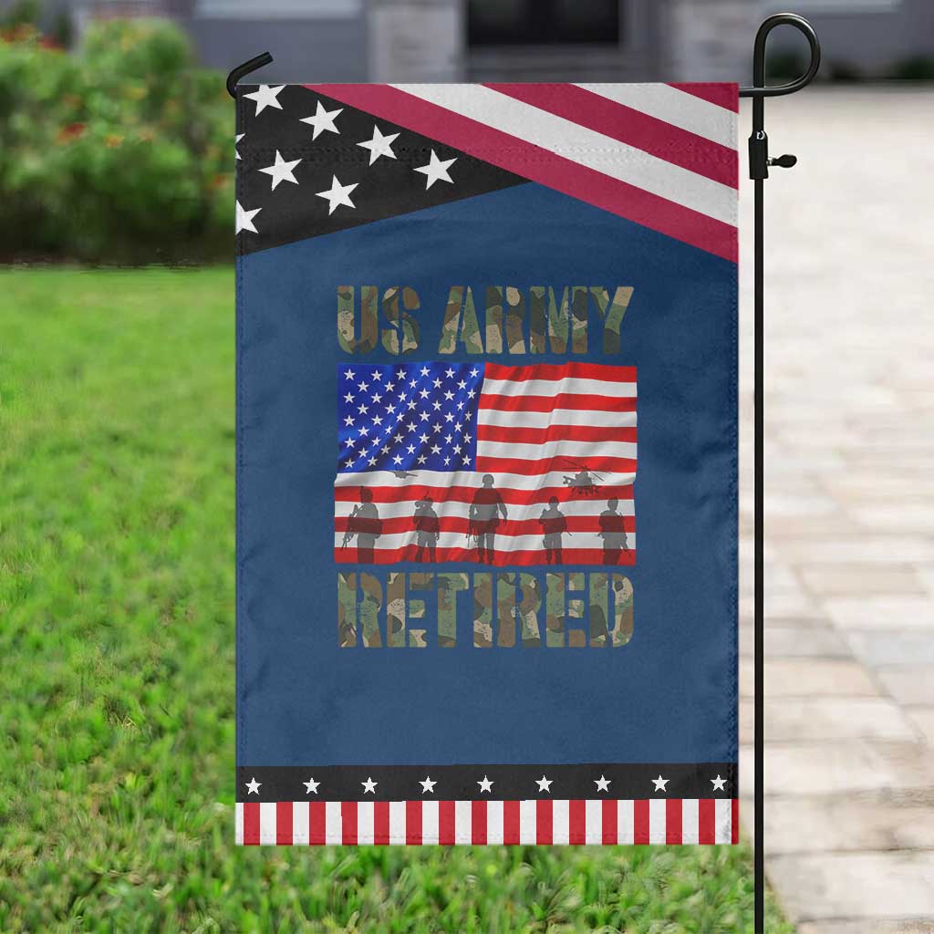 Retired Veteran Garden Flag American Flag US Army Patriotic USA Pride TS12 Classic Blue Black Print Your Wear
