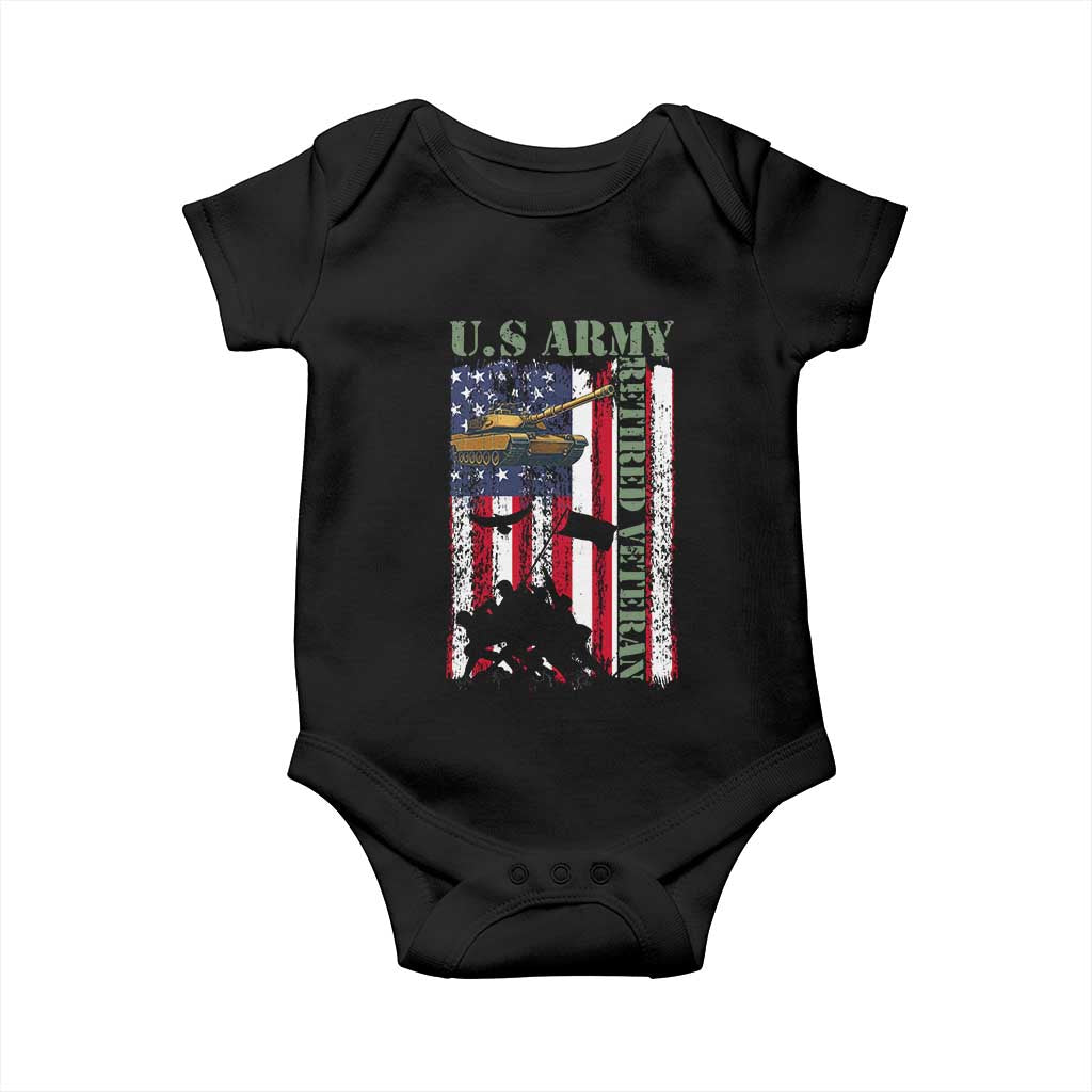 Retired Army Baby Onesie American Flag US Patriotic USA Pride TS12 Black Print Your Wear