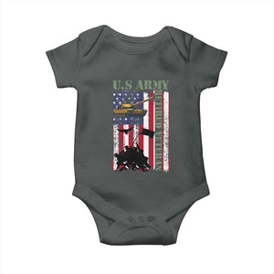 Retired Army Baby Onesie American Flag US Patriotic USA Pride TS12 Dark Heather Print Your Wear