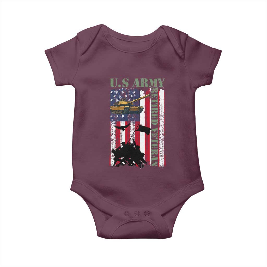 Retired Army Baby Onesie American Flag US Patriotic USA Pride TS12 Maroon Print Your Wear