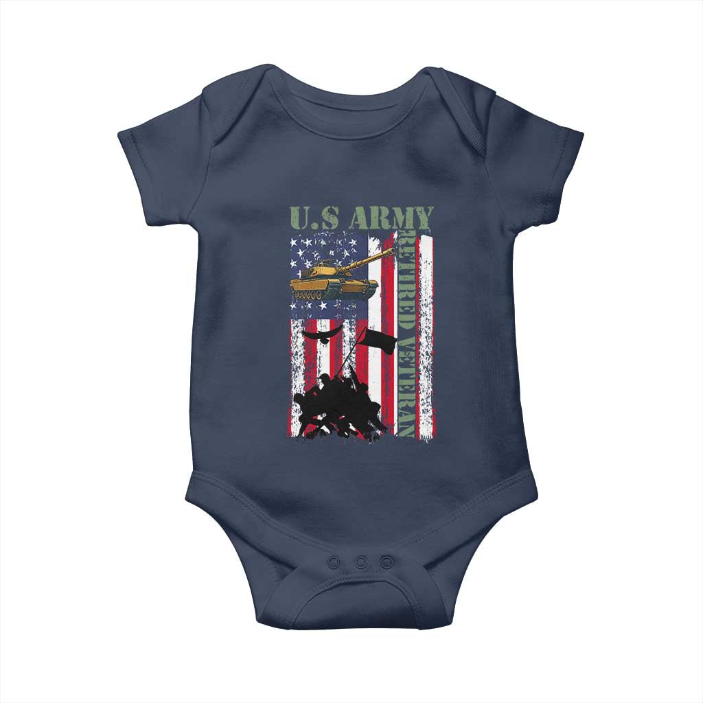 Retired Army Baby Onesie American Flag US Patriotic USA Pride TS12 Navy Print Your Wear