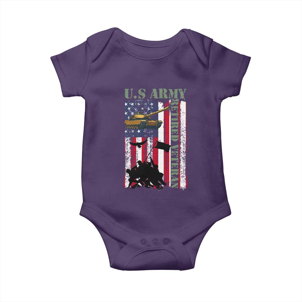 Retired Army Baby Onesie American Flag US Patriotic USA Pride TS12 Purple Print Your Wear