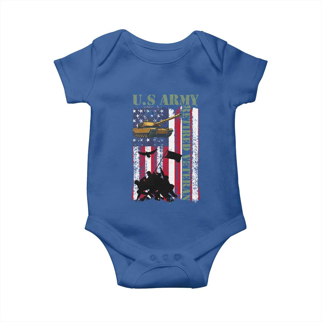 Retired Army Baby Onesie American Flag US Patriotic USA Pride TS12 Royal Blue Print Your Wear