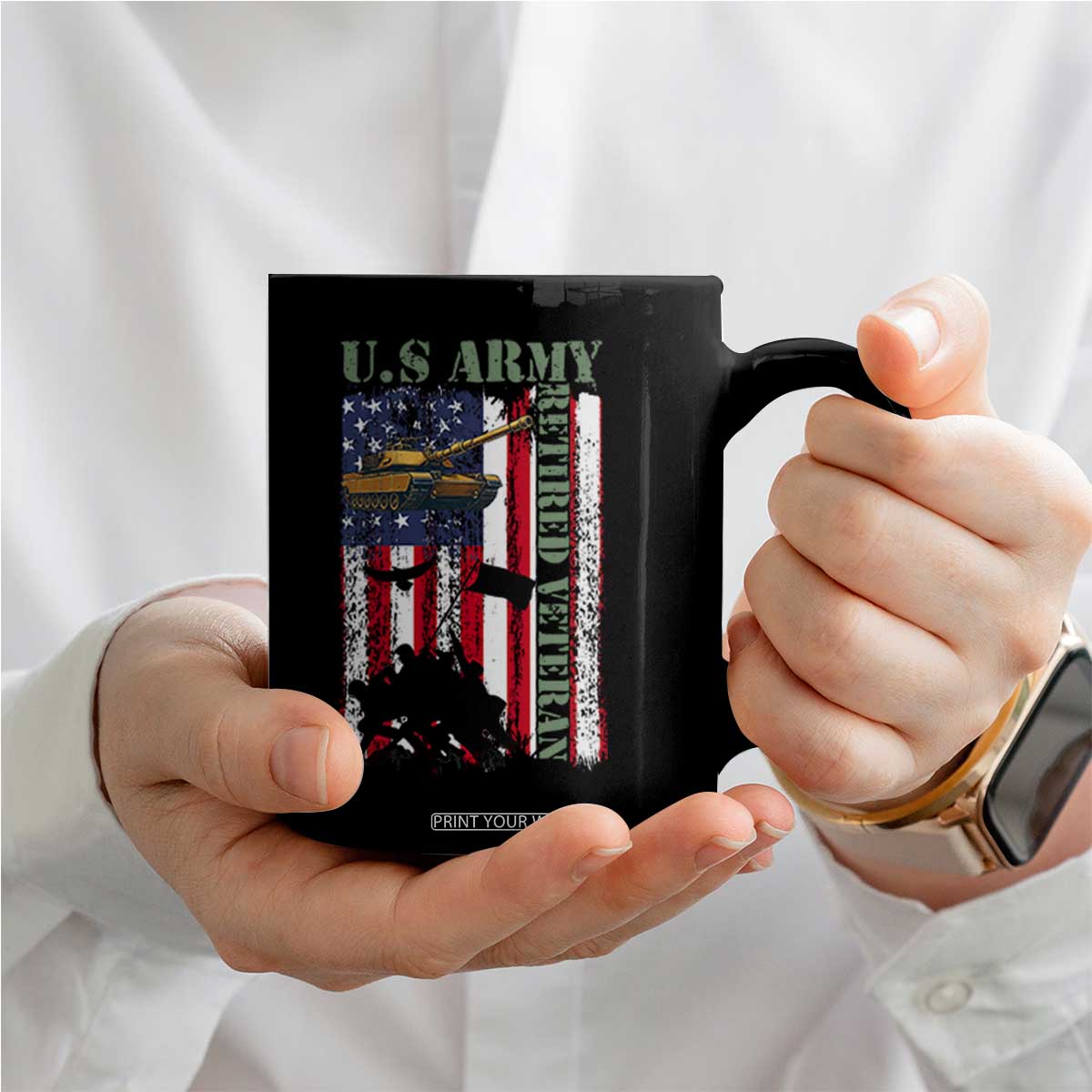 Retired Army Coffee Mug American Flag US Patriotic USA Pride TS12 Print Your Wear